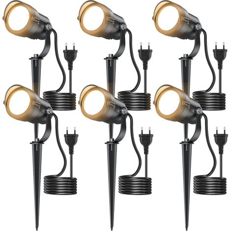 Spot Extérieur 12W 2700K 1320lm, Projecteur LED IP65 avec Câble 1.5m - Éclairage Jardin, Terrasse, Cour, Allée  Lampes de jardin 1320 lm blanc chaud avec courant, orientable à 270°, éclairage de jardi (1/5)