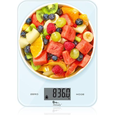 10kg Balance Cuisine Balance de Cuisine à Écran LED avec Précision de 1g Mulfonction Balance Alimentaire en Verre trempé (Blanc) (1/5)