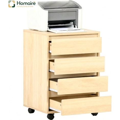 MDF-Kommode mit Naturholzdekor 46 x 40 x 65 cm HOMAIRE (1/5)