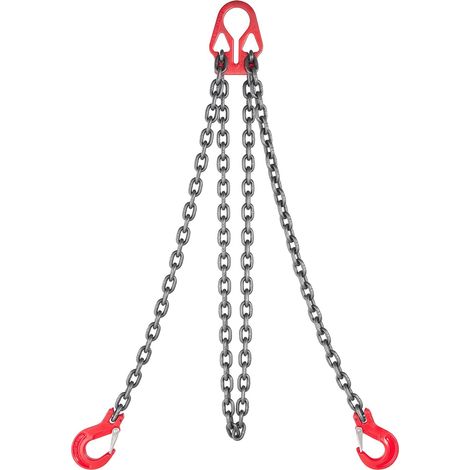 Élingue Chaîne de Levage à 2 Brins avec Crochets, 8 mm x 3 m, Capacité Charge 3,17 t, Chaîne de Levage Robuste Acier Allié G80, pour Chantier de Construction, Usines, Entrepôts, Quais, Ferme (1/5)