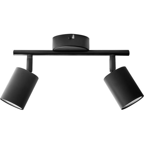 Lámpara de techo 2 luces pantalla de foco estilo industrial sala de estar negro Nyando (1/5)