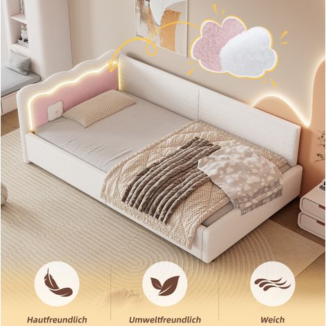 cama 90x200 con LED y somier de terciopelo OKMYHOME (1/5)