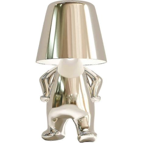 Lampe Penseur, Lampe de table tactile, Lampe de bureau LED représentant un petit penseur doré et créatif, Décoration Monsieur Qui-Coloré (1/5)