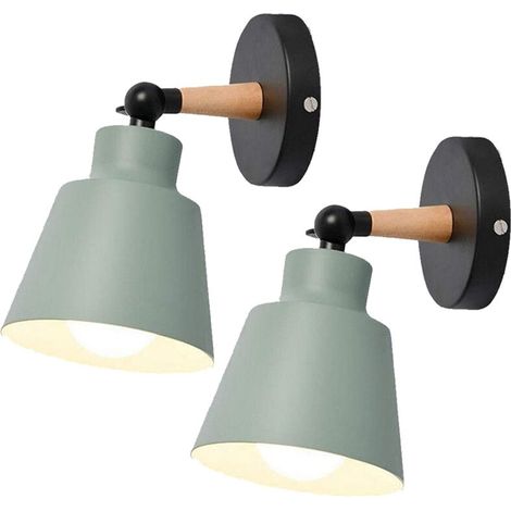 Lot de 2 Moderne Applique Murale Industrielle en Métal Luminaires E27 Edison Loft Lampe pour Café Bar Couloir Salle à Manger Salon Chambre (Vert) (1/5)