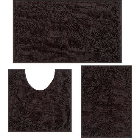 Ensemble de 3 Tapis De Bain, Chenille Douce, Base Antidérapante, Pour Salle De Bain (1/4)