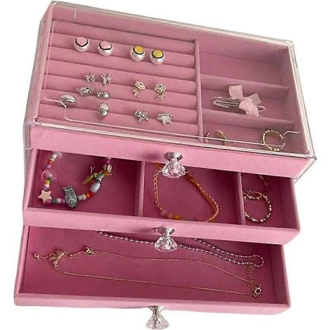 Boîte de rangement empilable à 3 tiroirs pour bijoux, boucles d'oreilles, colliers et bracelets (1/5)