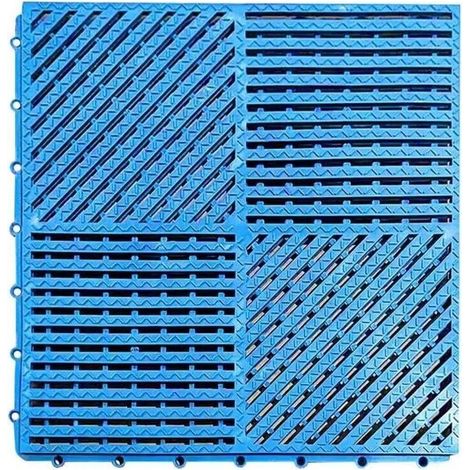 Tapis de drainage de piscine, tapis en caoutchouc imperméable et antidérapant adapté aux piscines, salles de douche, garages, zones pour animaux de compagnie, bleu clair, 3030cm (1/5)