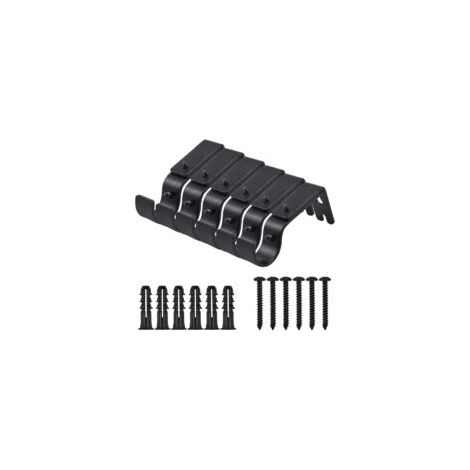 6 soportes de pared ajustables, soportes de barra de cortina de metal resistente, con 6 tornillos autorroscantes (negro) - Crezuo (1/4)