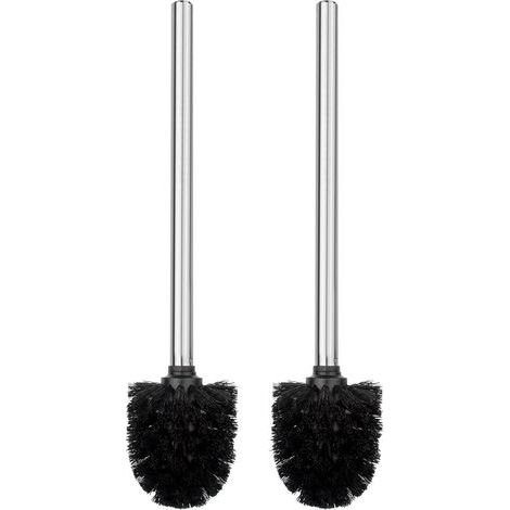 2 Stück WC-Bürste, Toilettenbürste mit Edelstahlstiel, Klobürste Schwarz für Badezimmer, Toilette, Ergonomisch, Elegant, Langlebig (1/5)