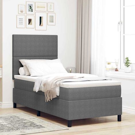 LED Boxspringbett Hellgrau und Weiß 80 x 200 cm Cordstoff