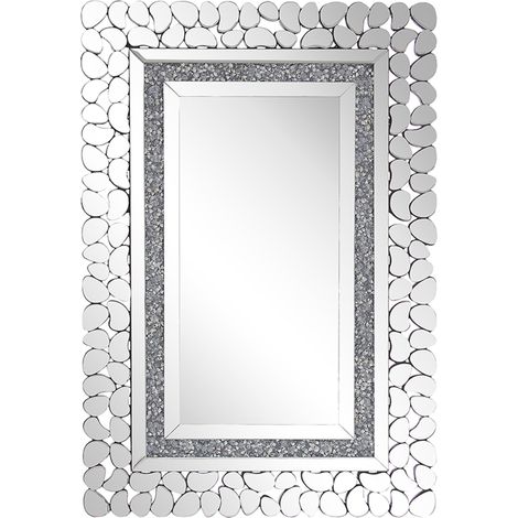 Espejo colgante de pared rectangular plateado 60 x 90 cm estilo moderno glamour Pabu (1/5)
