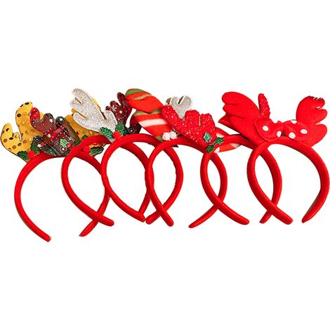 5pcs Bandeau de Noël en coton doux et acier inoxydable, bois de renne, Père Noël, serre-tête festif pour cheveux (1/5)