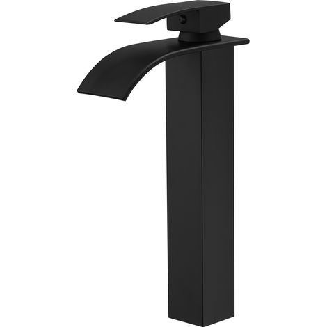 TIBRE XL Robinet mitigeur bec haut en cascade noir chromé - salle de bain (1/5)