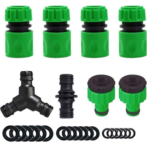 Ensemble de 8 raccords rapides pour tuyaux d'arrosage (raccords rapides de 4 1/2", 1 raccord droit, 1 raccord en T, 2 raccords de mamelon 4 voies à 6 voies) (1/5)
