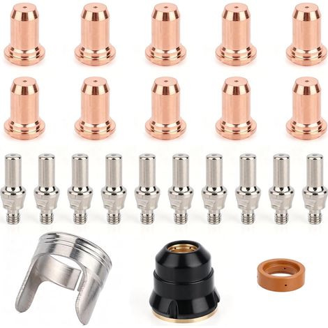 23pcs Kit de Consommables pour Découpeur Plasma IPT60, Comprenant Buses Électrodes et Capuchon de Retenue Compatible avec les Modèles ARCCAPTAIN CUT55 NON-HF CUT55 MP et CUT60 Non-HF (1/5)