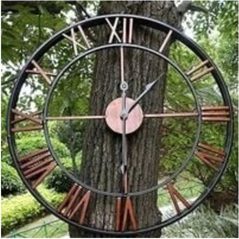 Horloge de Jardin Horloge Murale de Jardin en Plein air Grande Horloge de Jardin en Chiffres Romains Horloge Extérieure en Fer Horloge Extérieure,40cm/16inch (1/5)