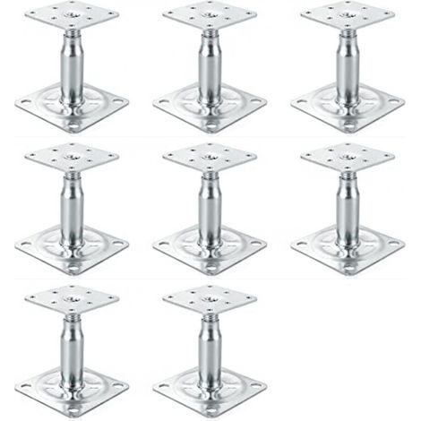 Lot de 8 supports de poteau surélevés galvanisés réglables de 100 à 150 mm, support de toit robuste pour construction