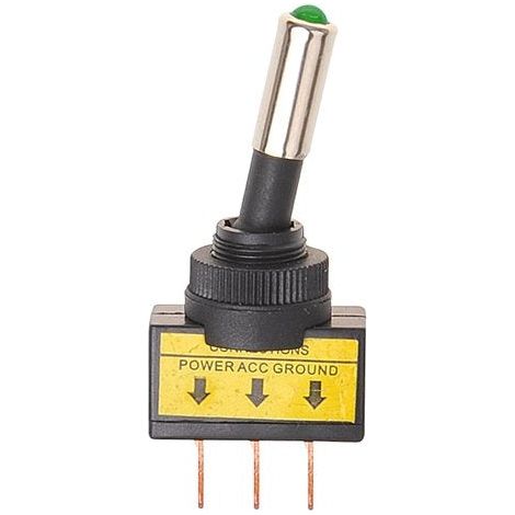 Interruptor de palanca LED verde 12V max 20A