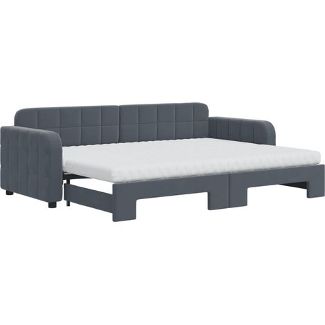 Maison Exclusive - Tagesbett Ausziehbar mit Matratzen Dunkelgrau