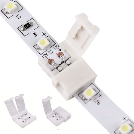 Micro Connecteur de Montage pour Deux Bandes LED de 8mm de Larg Connexion Rapide sans Soudure (Droit) - EVOTRADE