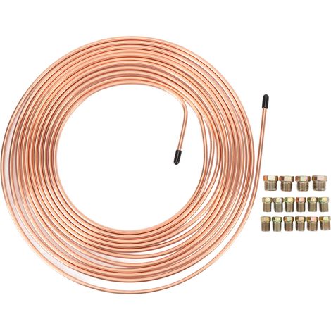 Ortviai Kit de Tuyaux de Frein en Alliage Cu-Ni 3/16" × 25 pi (7,62 mm × 7,62 m) avec Raccords – Flexible et Facile à Plieur