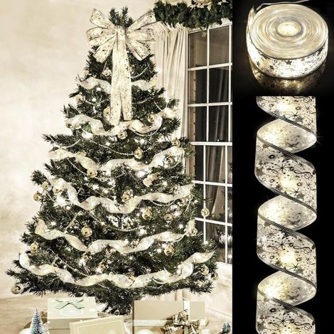 Guirlande lumineuse pour sapin de Noël - 8 modes d'éclairage pour illuminer votre sapin - 3,8 cm x 5 m, lumière blanche,USB (1/5)