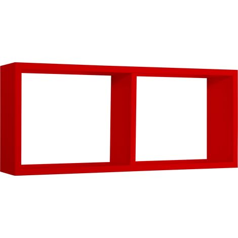 Mensola Rettangolare 2 Scomparti da Parete 70x30x15,5 cm in Fibra di Legno Morgana Rosso (1/5)