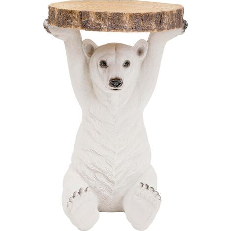 Table d'Appoint Animal Ours Polaire, Marron/Blanc, Rond, Diamètre 37 cm, Table de Salon, Meuble, Cadeau, Deco Intérieur, Décoration Chambre, Maison (1/5)