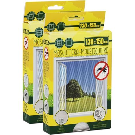 Lot de 2 Moustiquaire de Fenêtre 130 x 150 cm avec Fixation auto-agrippante, protection contre moustiques, mouches et araignées (1/5)