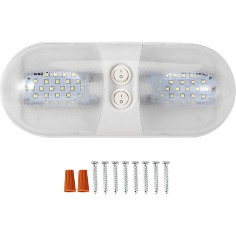Wakects Car Dôme de Voiture, Lampe de Plafond Ovale 12V 800lm, Matériau ABS, économie d'énergie, Facile à Installer, Application Large, Lumière Douce, Remplacement de l'écrou Ciel. (1/5)