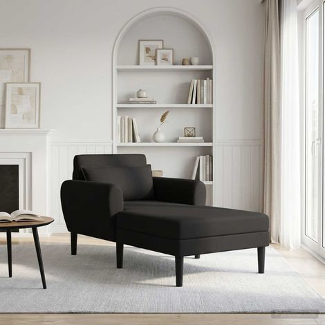 vidaXL Chaise longue Negro Terciopelo granulado (1/5)