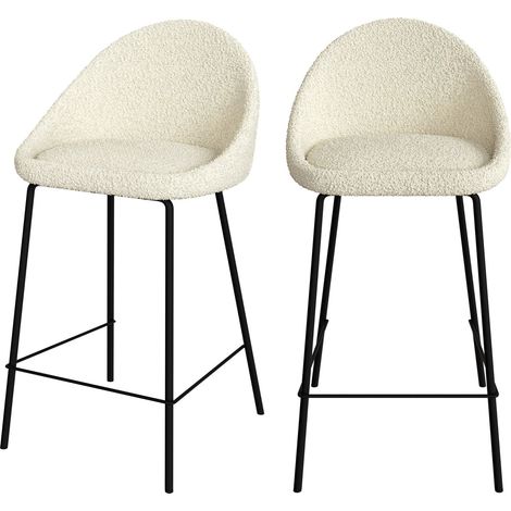 Set de 2 sillas para isla de cocina blancas efecto lana 65 cm - Misty (1/4)