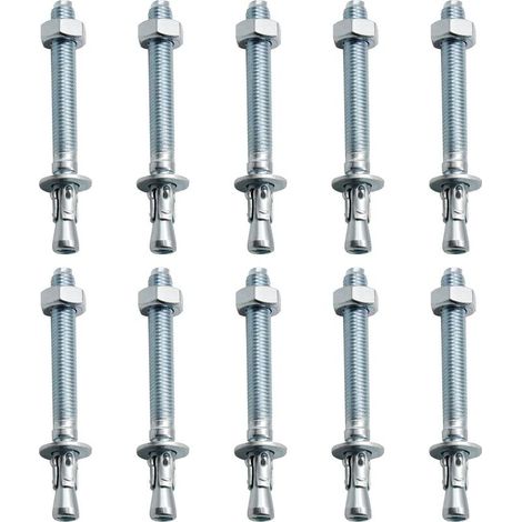 Chevilles d'ancrage pour charges lourdes – Lot de 10 pièces M10 – Acier galvanisé pour béton et pierre – Installation rapide et durable (1/5)