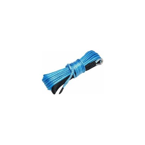 Corde du Treuil Synthétique 6 mmx15 m(1/4" x 50') Force de Rupture 3400kg (10000 LB) Câble du Treuil Synthétique pour VTT UTV (Bleu) (1/2)