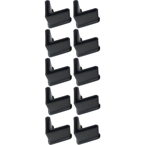 10x embout de pied étagère triangle patin plastique caoutchouc souple tube profilé protection capuchon meuble, 25x25 25mm (1/4)