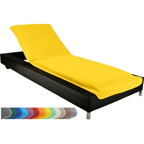Telo protettivo per lettini da spiaggia e da giardino, realizzato in spugna di cotone 100%. Dimensioni: circa 75 x 200 cm. Colore: giallo. (1/5)