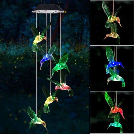 Carillon Éolien - Colibri - Acier Inoxydable et Verre - Pour Jardin ou Intérieur - Idéal comme Cadeau Commémoratif - 1 Pièce (1/4)