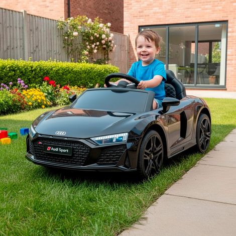 Auto Elettrica Bambini Audi R8 Sport 12V con Licenza Ufficiale Telecomando 2.4GHz Doppio Motore 30W Sedile in Eco Pelle Luci LED MP3 USB Bluetooth Porte Apribili 3–5 km/h - Colore: Nero (1/5)