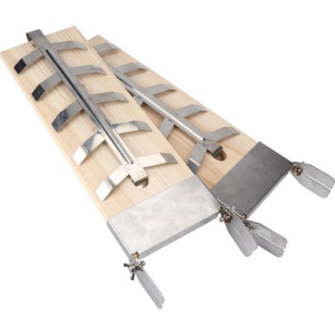 Lot de 2 Planches à saumon, Bois de cèdre, 5 niveaux réglables, Acier inoxydable, Pour barbecue et fumeur (1/5)