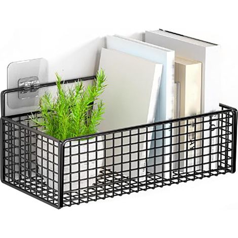 Panier Suspendu, Panier De Rangement Mural, Metal Storage Basket, Panier Cuisine Paniers Maille Métallique, Paniers De Cuisine Suspendu Sans Perçage, Pour Dortoirs, Chambre à Coucher(27x15x9cm)