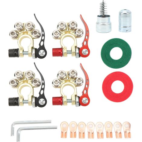 Connecteurs de bornes de batterie à 4 broches, connexion stable, forte conductivité électrique, compatibles avec les bornes SAE et JIS de type A (1/5)