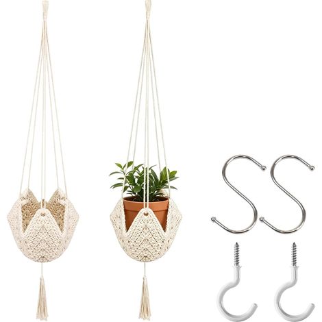 Lot de 2 Suspensions pour Plantes en Macramé 95 cm (1/5)