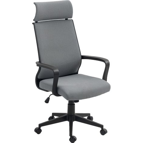CHICFURN Sedia da ufficio ergonomica 60,5 x 69 x 117 cm in poliestere grigio scuro (1/5)