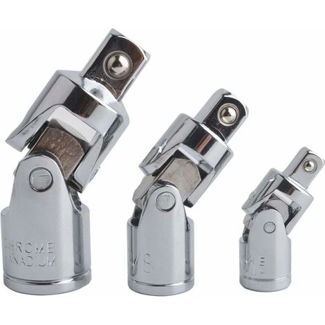 (3 Pièces Argent)Cardan Douilles Joint Universel Impact Augmentateur Réducteur Adaptateur Pivotant Pour Moteur CR-V Acier Fini Chromé (1/5)