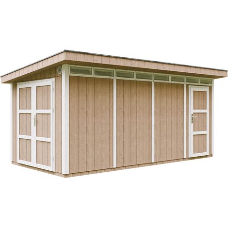 Timbela – Abri de jardin bois 8.52 m² – Panneaux LP SmartSide 10 mm – Toit en OSB-3 avec bardeaux bitumineux – Kit de montage inclus (1/5)