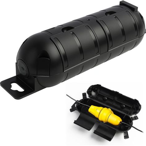 Boîte de rangement étanche IP44 pour câble de jardin,Boite Etanche Electrique Exterieur,Protection extérieure - Boîte Étanche,pour rallonge, prises de jardin, Outil électrique (black) (1/5)