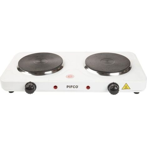 Pifco Twin Electric Hob 2000W, Two 15cm Solid Hotplates, White