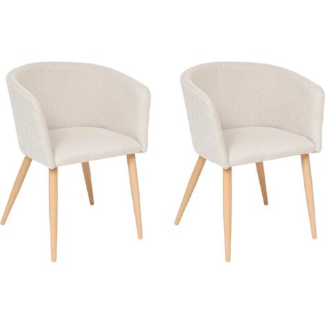 Lot de 2 Fauteuils à Dîner "Marlo" 76cm Beige (1/4)