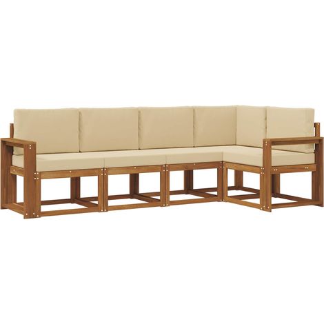 Outdoor Sofa Set with Cushion 5 pcs Natural and Beige vidaXL (1/5)