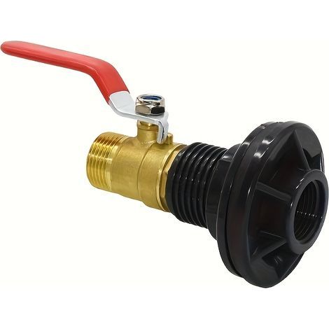 PVC-Durchführungsset mit Messing-Kugelhahn – 1/2" DN15-Adapter für Regentonnen, Aquarien und Tanks (1/5)